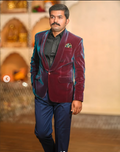 Royal Wine Velvet Party Blazer