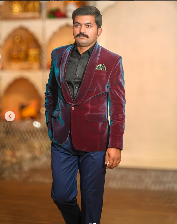 Royal Wine Velvet Party Blazer