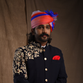 Vibrant Coral & Royal Blue Wedding Safa