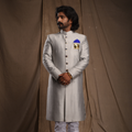 Imperial Silver Silk Sherwani