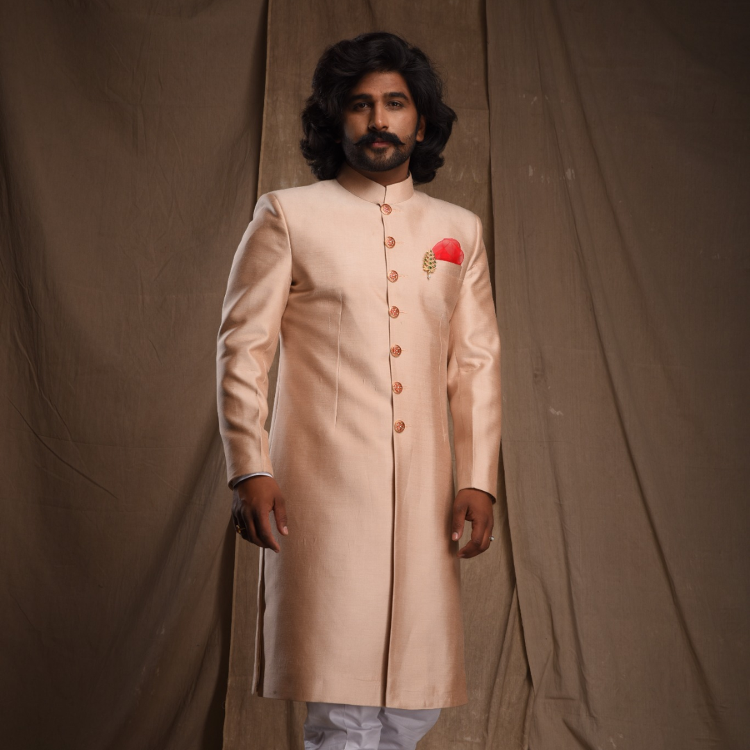 Classic Champagne Beige achkan