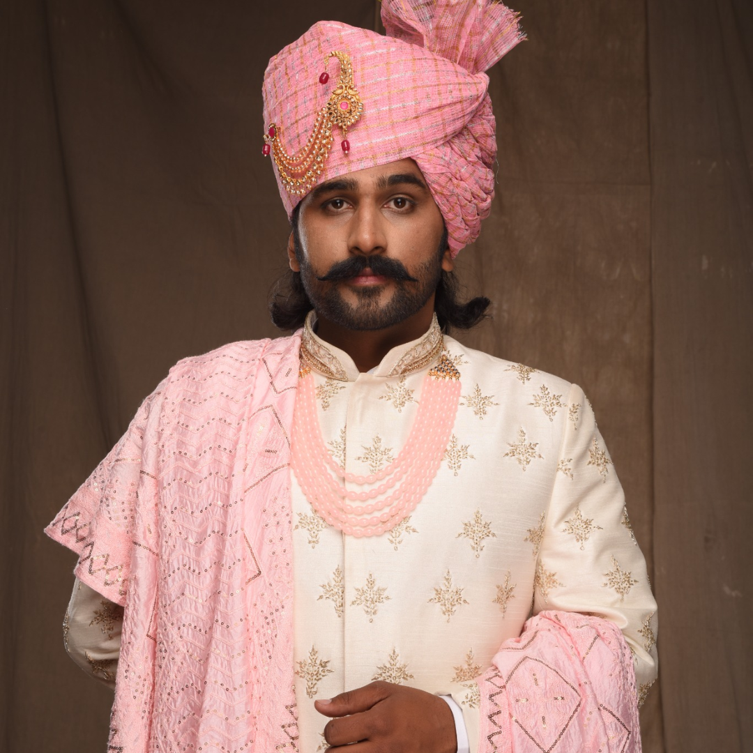 Blush Pink Texture sherwani