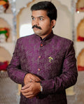 Royal Plum Textured Bandhgala Jacket