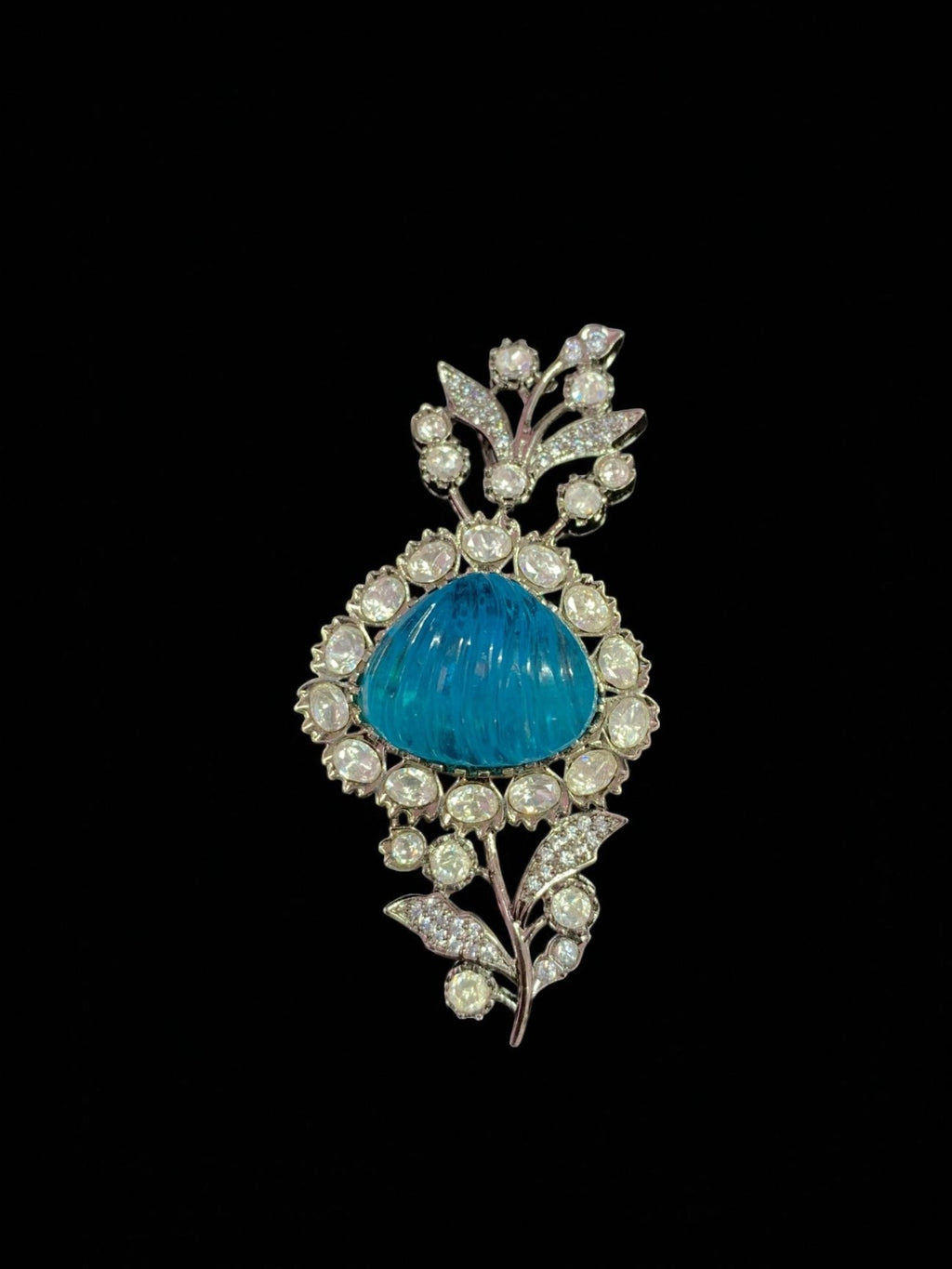 Royal Red Coral & Diamond Sherwani Brooch (Bandhgala Lapel Pin)