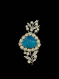 Royal Red Coral & Diamond Sherwani Brooch (Bandhgala Lapel Pin)