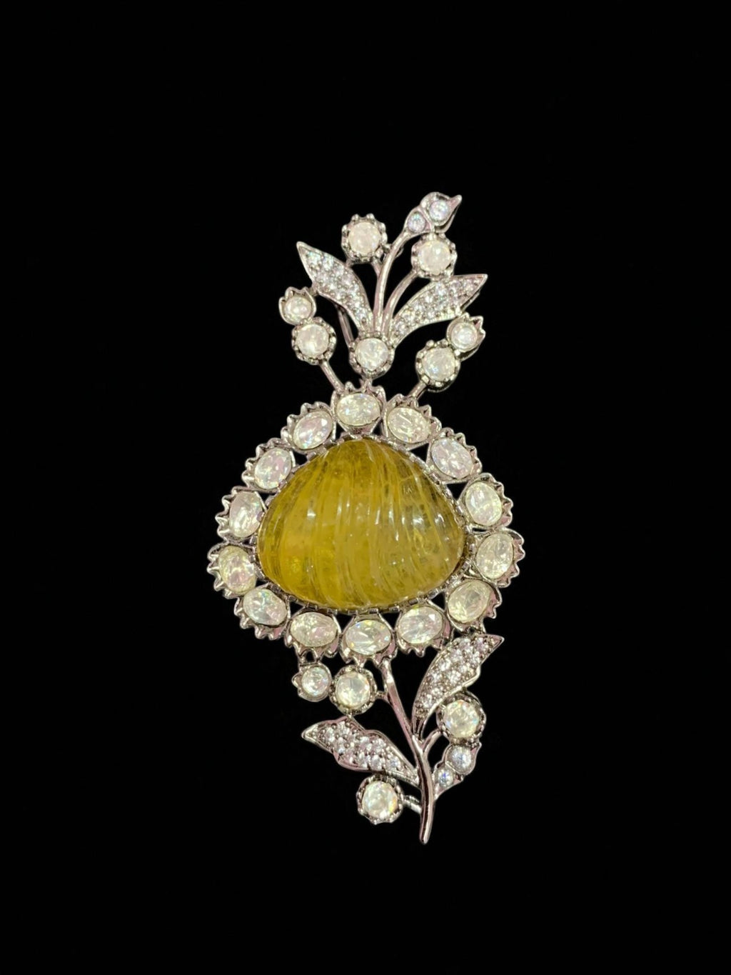 Royal Red Coral & Diamond Sherwani Brooch (Bandhgala Lapel Pin)